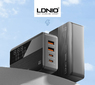 Сетевая зарядка LDNIO A4809C 100W USB Type-C x2, USB Type-A x2 (черный, 1.5 метра, четырехпортовая, быстрая зарядка)