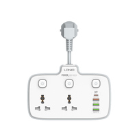 Сетевой фильтр LDNIO SC2413 (x2 розетки, x2 USB, x1 USB Quick Charge, x1 USB Type-C PD) быстрая зарядка