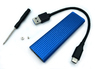 Универсальный переходник (внешний бокс) M.2 NVMe PCI-E, M2 SATA NGFF - USB 3.1 Type-C Gen2 Ribbed Blue Metal Box