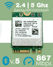 Карта WiFi + Bluetooth Realtek RTL8822CE (M.2, AC, 867 Mbps, 2.4 - 5 Ghz, Bluetooth 5)