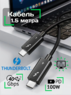 Кабель Thunderbolt 4 для передачи данных 40 Gbps, видео 4K 60 Hz, зарядки 100W (150 см) совместим с USB Type-C 4, 3.1, 3.1