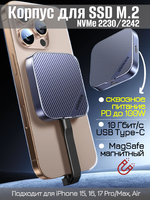 Внешний корпус (бокс) для SSD M.2 2230, 2242 NVMe UGREEN Ribbed MagSafe для iPhone (10 Gbps) CM899