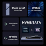 Универсальный переходник (внешний бокс) UGREEN M.2 NVMe PCI-E, M2 SATA NGFF - USB 3.2 Type-C Gen2 20Gbps Shockproof Box