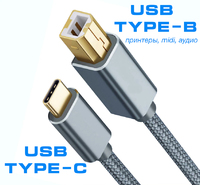Кабель Prem USB Type-C - USB Type-B (300 см) для принтера, синтезатора, midi клавиатуры, жесткого диска