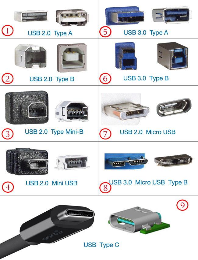 Какие бывают разъемы usb. Разъем на кабеле Micro-USB 2.0 Type-a. Разъем USB 2.0 для принтера Type b. Разъём USB Тип b. Типы разъёмов юсби Type c.